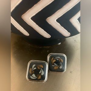 4 / 20$ SALE Vintage Square Gold, Silver and Black Tone Light Metal earrings
